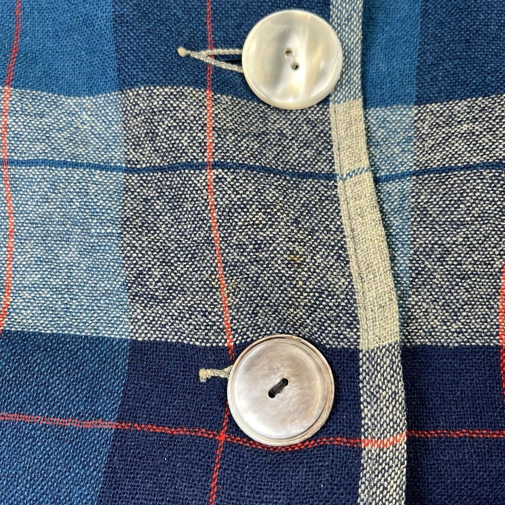 Vtg 1950s PENDLETON Wool Flannel 49er Shirt Jacket Shell Buttons Blue Plaid - Picture 7 of 11